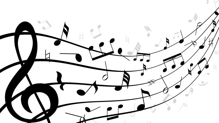 Music notes on a stave or staff